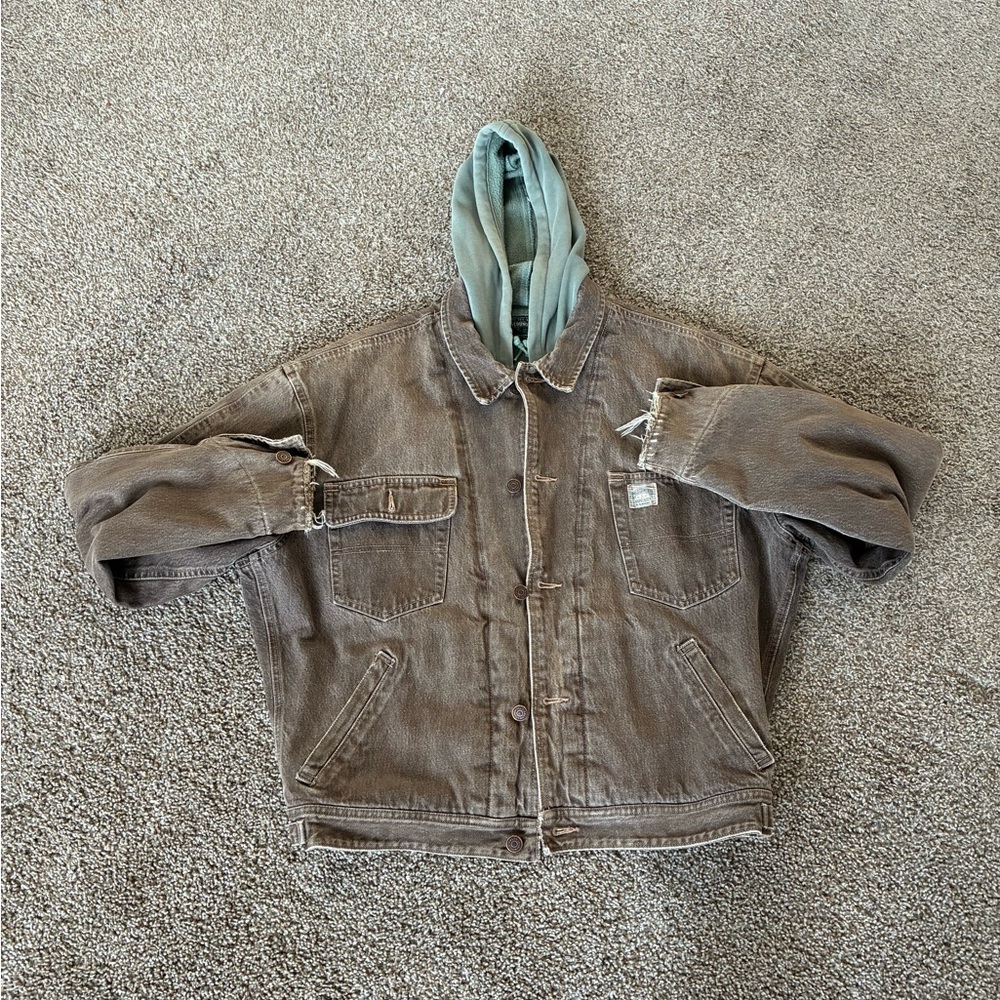 Vintage Polo Ralph Lauren Denim Jacket with Green Hood